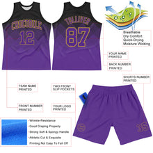 Load image into Gallery viewer, Custom Black Purple-Old Gold Fade Fashion Round Neck Sublimation Basketball Suit Jersey