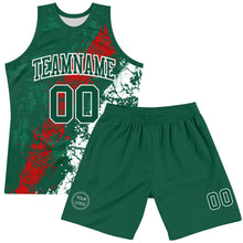 Load image into Gallery viewer, Custom Green Red-White Splash Round Neck Sublimation Basketball Suit Jersey