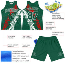 Load image into Gallery viewer, Custom Green Red-White Splash Round Neck Sublimation Basketball Suit Jersey