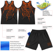 Charger l'image dans la galerie, Custom Black Orange Splash Round Neck Sublimation Basketball Suit Jersey