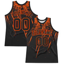 Charger l'image dans la galerie, Custom Black Orange Splash Round Neck Sublimation Basketball Suit Jersey