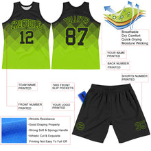 Charger l'image dans la galerie, Custom Black Neon Green Gradient Square Shapes Round Neck Sublimation Basketball Suit Jersey