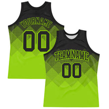 Charger l'image dans la galerie, Custom Black Neon Green Gradient Square Shapes Round Neck Sublimation Basketball Suit Jersey