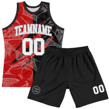 Charger l'image dans la galerie, Custom Graffiti Pattern White Black Red-Gray Scratch Round Neck Sublimation Basketball Suit Jersey