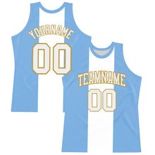 Load image into Gallery viewer, Custom Light Blue White-Old Gold Argentinian Flag Round Neck Sublimation Basketball Suit Jersey