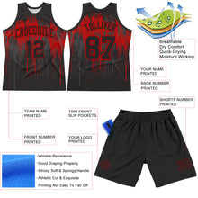 Load image into Gallery viewer, Custom Black Red Dripping Splatter Art Round Neck Sublimation Basketball Suit Jersey