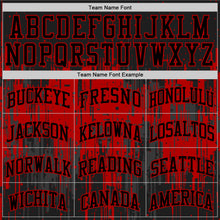 Load image into Gallery viewer, Custom Black Red Dripping Splatter Art Round Neck Sublimation Basketball Suit Jersey