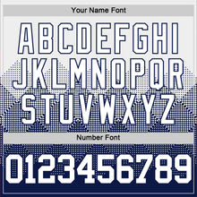 Load image into Gallery viewer, Custom White Navy Gradient Square Shapes Round Neck Sublimation Basketball Suit Jersey