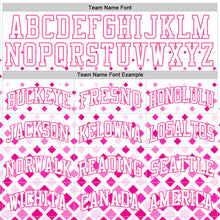 Load image into Gallery viewer, Custom White Pink Gradient Square Shapes Round Neck Sublimation Basketball Suit Jersey