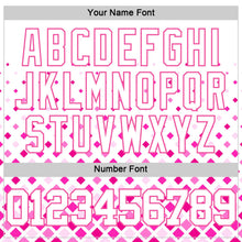 Load image into Gallery viewer, Custom White Pink Gradient Square Shapes Round Neck Sublimation Basketball Suit Jersey