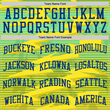 Load image into Gallery viewer, Custom Gold Royal-Light Blue Line Round Neck Sublimation Basketball Suit Jersey