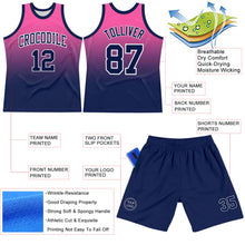 Load image into Gallery viewer, Custom Pink Navy-White Fade Fashion Round Neck Sublimation Basketball Suit Jersey