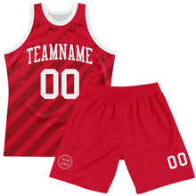 Load image into Gallery viewer, Custom Red White Line Round Neck Sublimation Basketball Suit Jersey