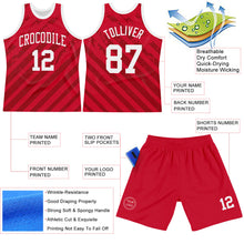 Load image into Gallery viewer, Custom Red White Line Round Neck Sublimation Basketball Suit Jersey