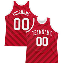 Load image into Gallery viewer, Custom Red White Line Round Neck Sublimation Basketball Suit Jersey