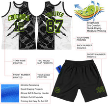 Charger l'image dans la galerie, Custom Graffiti Pattern Black White-Neon Green Scratch Round Neck Sublimation Basketball Suit Jersey