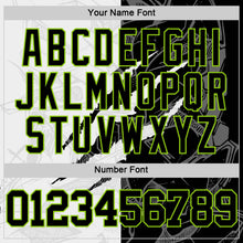 Charger l'image dans la galerie, Custom Graffiti Pattern Black White-Neon Green Scratch Round Neck Sublimation Basketball Suit Jersey
