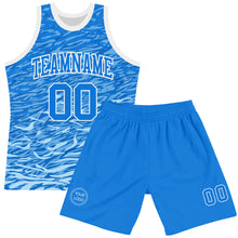 Load image into Gallery viewer, Custom Royal White Wave Round Neck Sublimation Basketball Suit Jersey