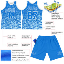 Load image into Gallery viewer, Custom Royal White Wave Round Neck Sublimation Basketball Suit Jersey