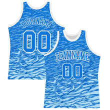 Load image into Gallery viewer, Custom Royal White Wave Round Neck Sublimation Basketball Suit Jersey