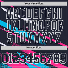 Загрузить изображение в средство просмотра галереи, Custom Navy Pink Light Blue-White Line Round Neck Sublimation Basketball Suit Jersey