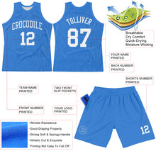 Load image into Gallery viewer, Custom Light Blue White Line Round Neck Sublimation Basketball Suit Jersey