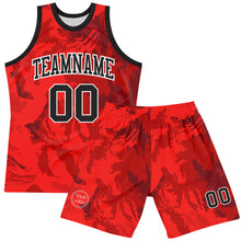Загрузить изображение в средство просмотра галереи, Custom Red Black-White Splash Round Neck Sublimation Basketball Suit Jersey