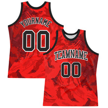 Загрузить изображение в средство просмотра галереи, Custom Red Black-White Splash Round Neck Sublimation Basketball Suit Jersey