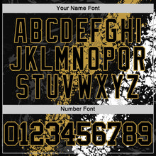 Загрузить изображение в средство просмотра галереи, Custom Black Old Gold-White Splash Round Neck Sublimation Basketball Suit Jersey