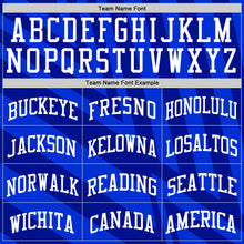 Laden Sie das Bild in den Galerie-Viewer, Custom Royal White-Navy Line Round Neck Sublimation Basketball Suit Jersey