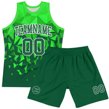 Load image into Gallery viewer, Custom Green Grass Green-White Geometric Shape Round Neck Sublimation Basketball Suit Jersey