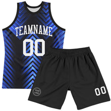 Charger l'image dans la galerie, Custom Black White-Royal Arrow Shape Round Neck Sublimation Basketball Suit Jersey