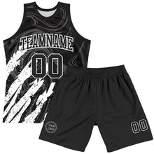 Load image into Gallery viewer, Custom Black White Splash Round Neck Sublimation Basketball Suit Jersey