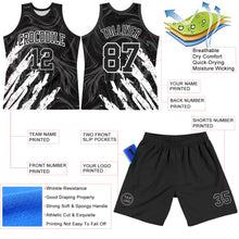 Load image into Gallery viewer, Custom Black White Splash Round Neck Sublimation Basketball Suit Jersey