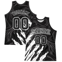 Load image into Gallery viewer, Custom Black White Splash Round Neck Sublimation Basketball Suit Jersey