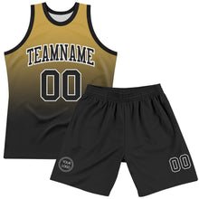 Load image into Gallery viewer, Custom Old Gold Black-White Fade Fashion Round Neck Sublimation Basketball Suit Jersey
