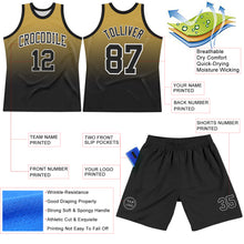 Load image into Gallery viewer, Custom Old Gold Black-White Fade Fashion Round Neck Sublimation Basketball Suit Jersey