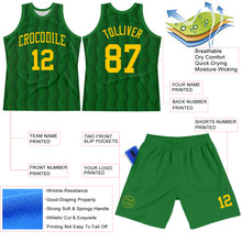Load image into Gallery viewer, Custom Kelly Green Yellow Geometric Shape Round Neck Sublimation Basketball Suit Jersey