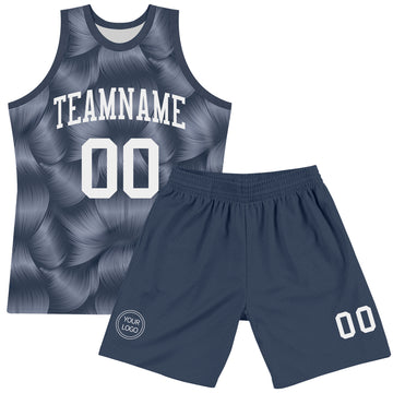 Custom Steel Gray White Line Round Neck Sublimation Basketball Suit Jersey