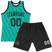 Загрузить изображение в средство просмотра галереи, Custom Teal White Line Round Neck Sublimation Basketball Suit Jersey