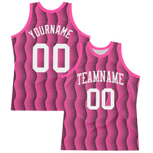 Load image into Gallery viewer, Custom Pink White-Black Geometric Shape Round Neck Sublimation Basketball Suit Jersey