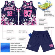 Laden Sie das Bild in den Galerie-Viewer, Custom Navy Pink-White Fluid Art Round Neck Sublimation Basketball Suit Jersey