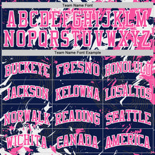 Laden Sie das Bild in den Galerie-Viewer, Custom Navy Pink-White Fluid Art Round Neck Sublimation Basketball Suit Jersey