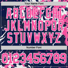 Laden Sie das Bild in den Galerie-Viewer, Custom Navy Pink-White Fluid Art Round Neck Sublimation Basketball Suit Jersey