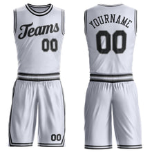 Charger l'image dans la galerie, Custom White Black-Gray Round Neck Suit Basketball Jersey