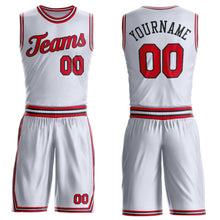 Charger l'image dans la galerie, Custom White Red-Black Round Neck Suit Basketball Jersey