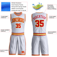 Load image into Gallery viewer, Custom White Red-Gold Round Neck Suit Basketball Jersey