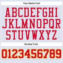 Load image into Gallery viewer, Custom White Red-Gold Round Neck Suit Basketball Jersey