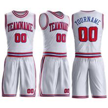 Laden Sie das Bild in den Galerie-Viewer, Custom White Red-Royal Round Neck Suit Basketball Jersey