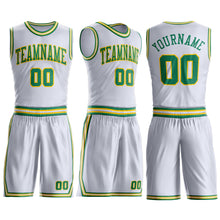 Charger l'image dans la galerie, Custom White Kelly Green-Gold Round Neck Suit Basketball Jersey